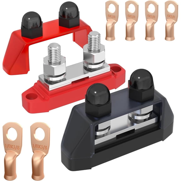 Marine Bus Bar 12V 250A Power Distribution Block 12 Volt DC Busbar 3/8" Dual Studs Battery Bus Bar for Boat Automotive Solar System