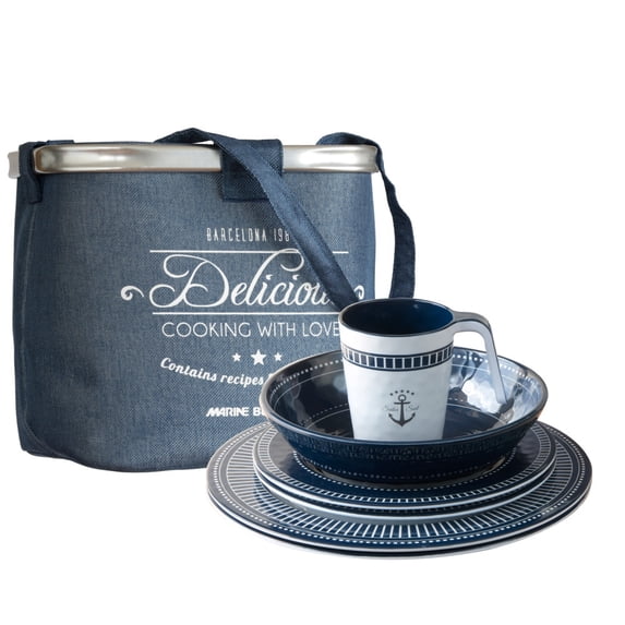 Marine Business 14144 Sailor Soul Tableware Set and Basket - 25-Piece