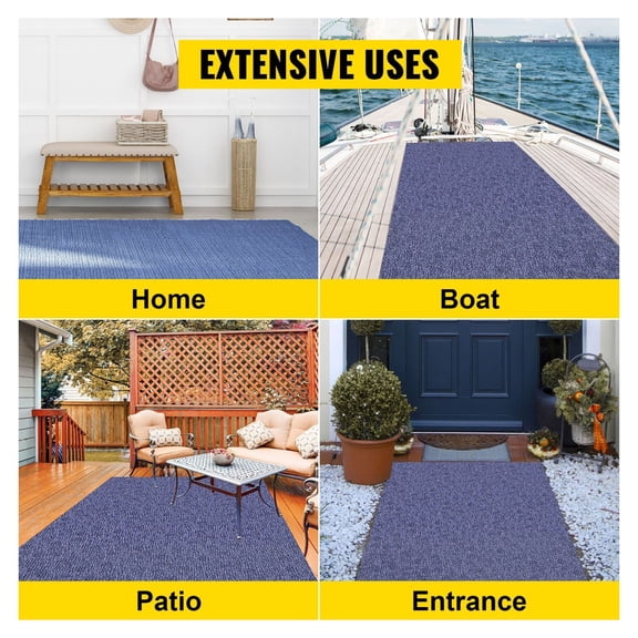 Marine Carpet 6x29.5 ft Deep Blue - Waterproof Boat Rug, Outdoor Area Rug for Patio, Porch, Deck, Garage, Non-Slip Runner