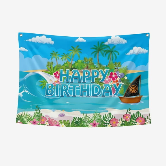 Marine Cartoon Birthday Party Decorations Supplies, Moa na Party Photography Backdrop Photo Decor Banner, Boy Girls Photography Backdrop (5x3ft)