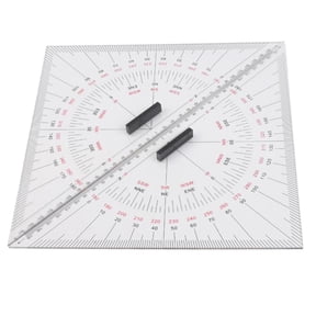 Marine Chart Plotting Triangle Ruler Protractor Set, 300 Mm Transparent Acrylic Navigation Set Square For Boats, Yachts And Ships, Precise Engraved Scale, High Visibility