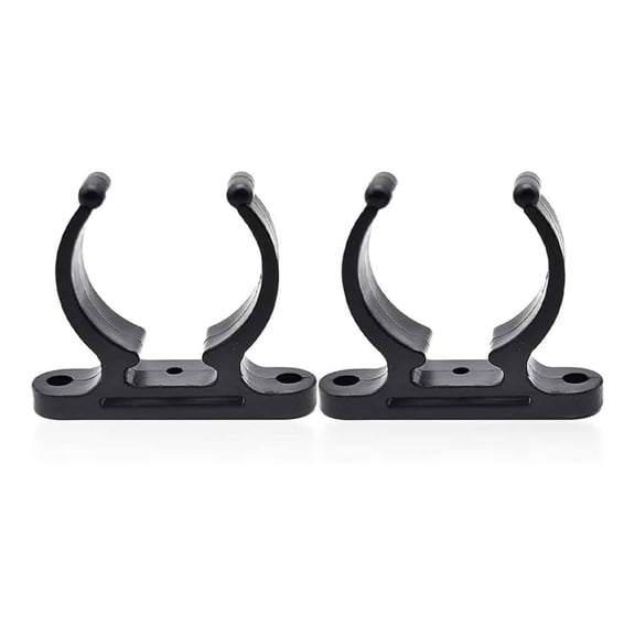 MARINE CITY Black Nylon Ladder Hooks - Spring Clamp Lightweight Easy Access Holder Bracket - Pole Storage Clip with Best Grip, 1-1/2 Inches Diameter, Ideal for Marines, Boats, Yachts Pack of 2