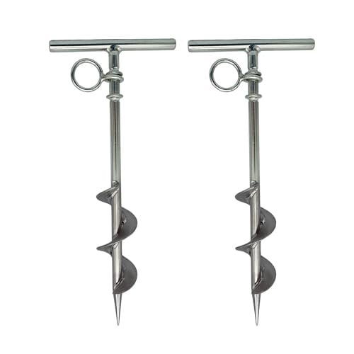 MARINE CITY Spiral Ground Anchor with O-Ring  304 Stainless Steel 4-1/2 x 10-5/8 Inches, Ideal for Boat Mooring, Camping Tents, Puppy Tie-Out Stakes, Backyards, Marines, Yachts Pack of 2