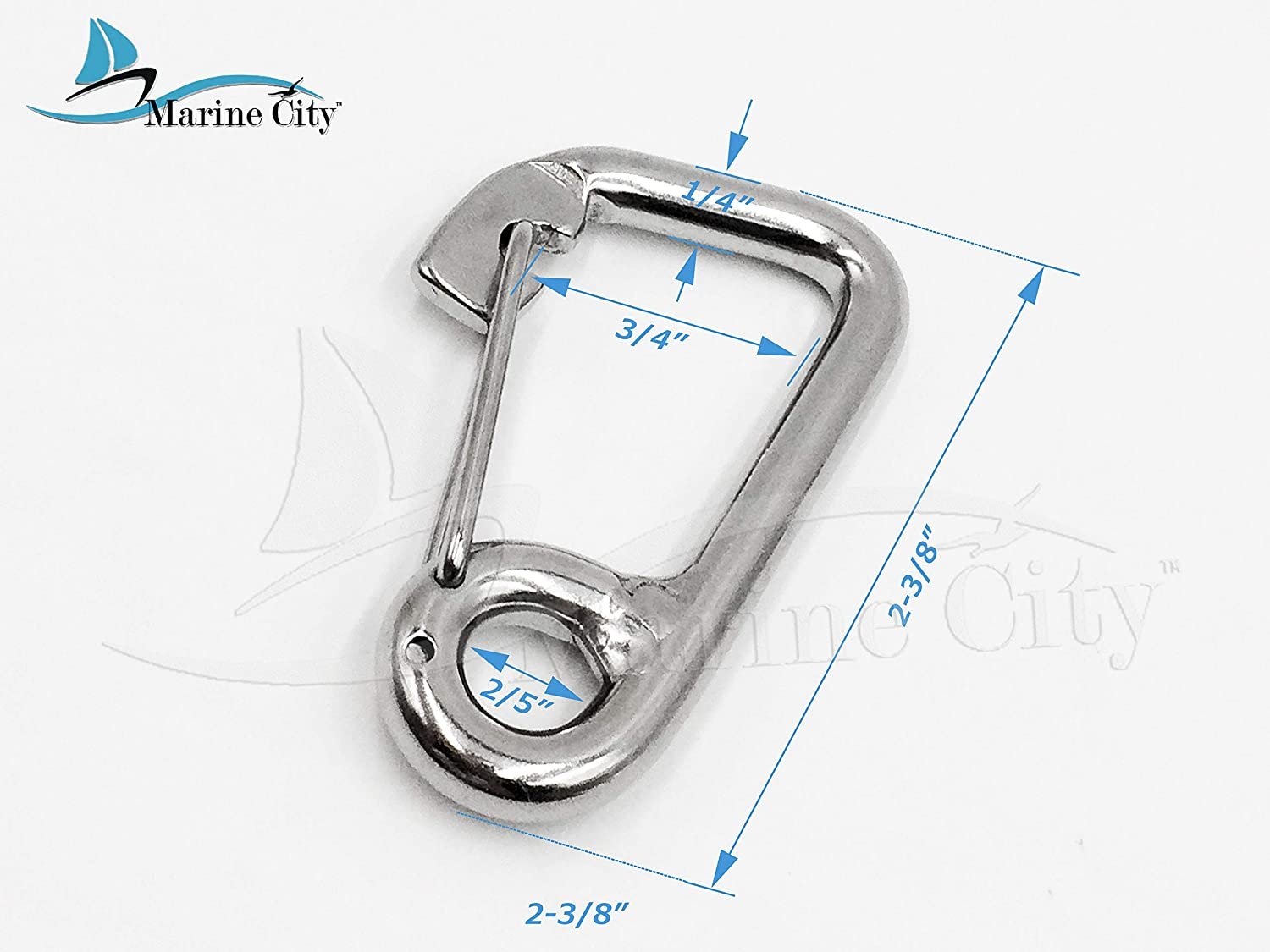 Marine City 316 Marine Grade Stainless Steel Carabiner Spring Snap Hook Boat C:2-3/8 inches - image 1 of 9