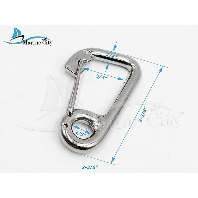 Marine City 316 Marine Grade Stainless Steel Carabiner Spring Snap Hook Boat C:2-3/8 inches