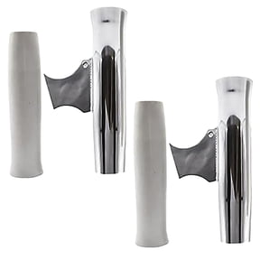 MARINE CITY Adjustable Fishing Rod Holder - Aluminum Flared Weld-on White Vinyl Insert, Length 10 Inches, Diameter 1-7/8 Inches, Ideal for Marines, Boats, Ships and Yachts Pack of 2