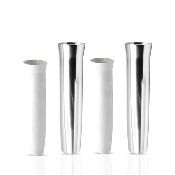 Marine City Aluminum Flared White Vinyl Insert Weld-on Rod Holder L: 10 Inches Dia.:1-7/8 inches 2 Pcs