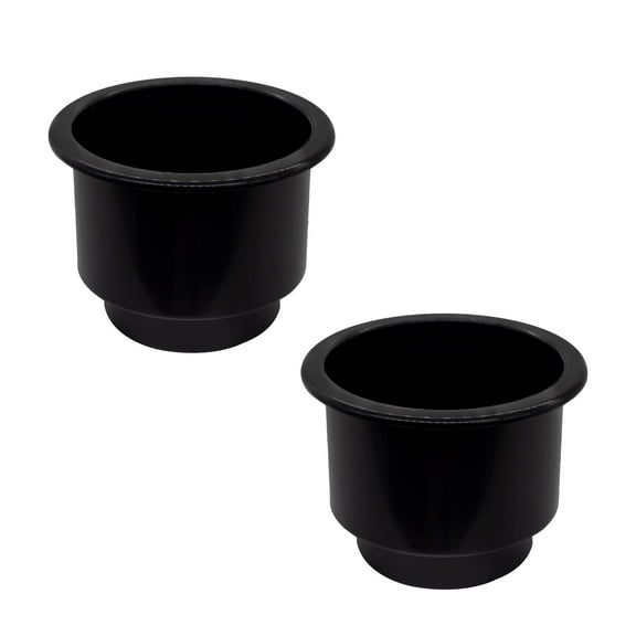 MARINE CITY Black Plastic Cup Drink Holder with Center-Drain Hole 2pcs