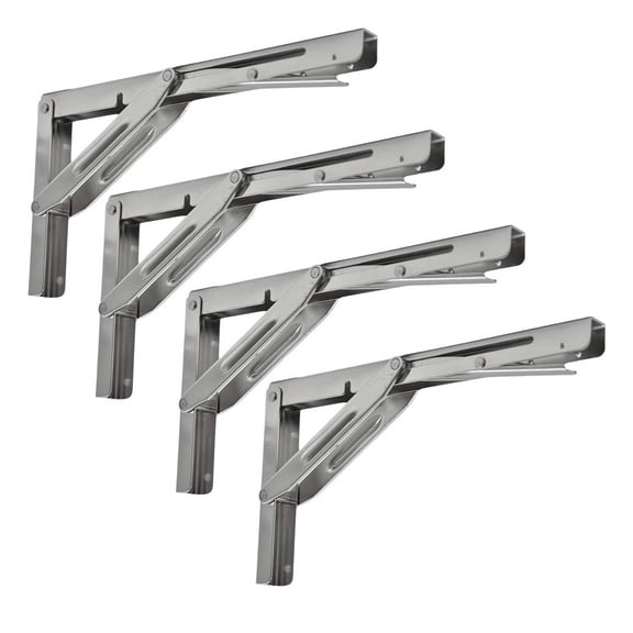 MARINE CITY Table Bracket Long Release Arm, 304 Stainless Steel Folding Shelf Bracket, 12-inch Arm, Supports 550LB, Space-Saving Design for Marine, Boats, Tables, Shelves, Storage Racks Pack of 4