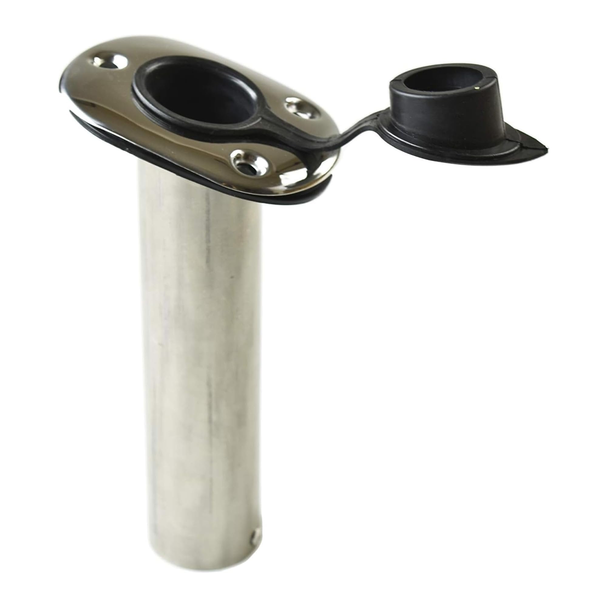 MARINE CITY Heavy Duty Stainless Steel Flush Mount Rod Holder and PVC Liner  with Cap and Gasket 15 Degree for Marines Boats Yachts Kayaks Pack of 1, image size:2000x2000