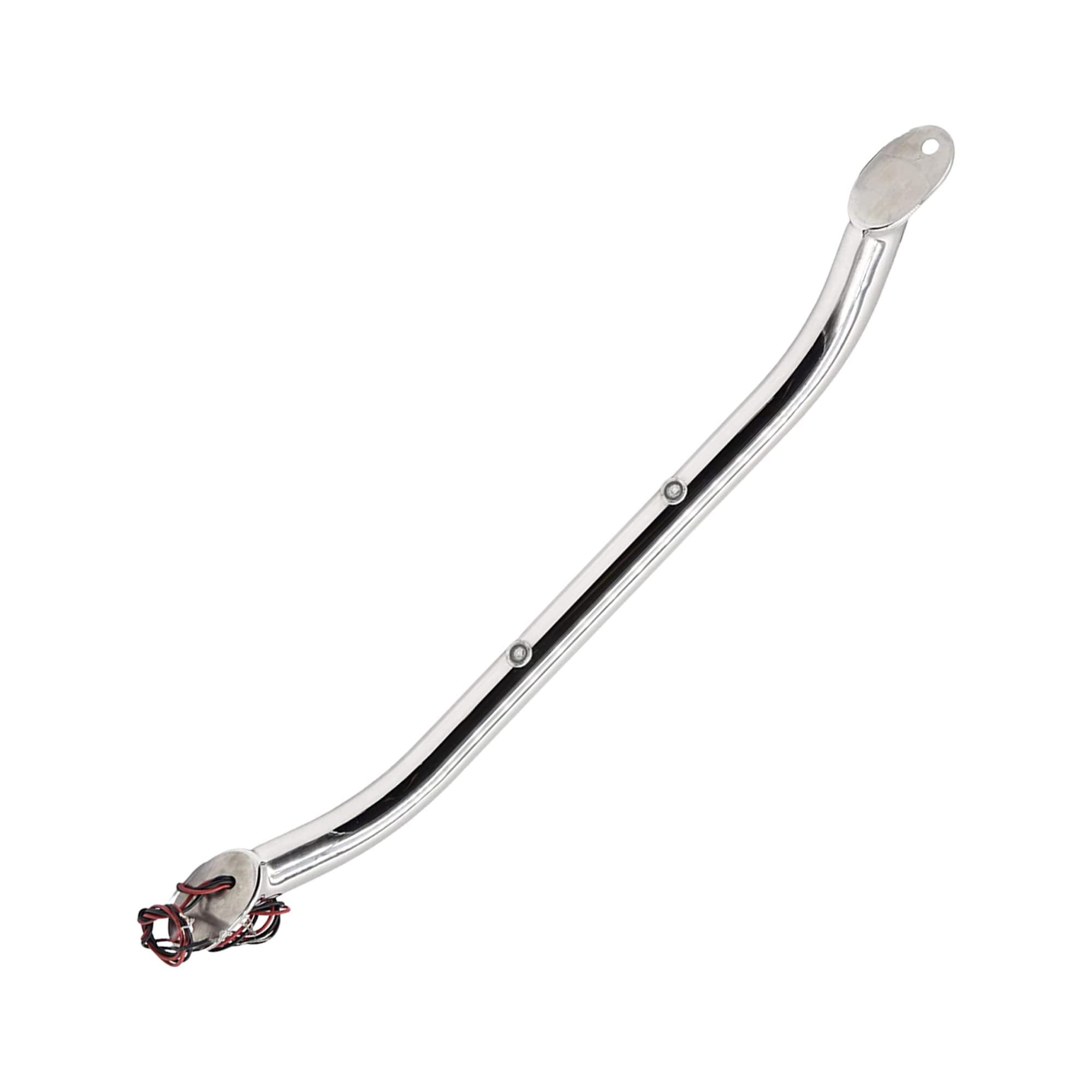 MARINE CITY Polished Stainless Steel 16 Inches Grab Rail Handle with 2 Blue LED Lights 16 Inches 2 LED Lights Grab Rail Handle for Boats