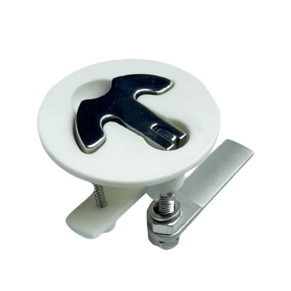 MARINE CITY Nylon White Round Hatch 316 Grade Stainless Steel Flush Pull Stem Latch Marine Grade T-Handle for Boats Yachts Marine Accessories Pack of 1