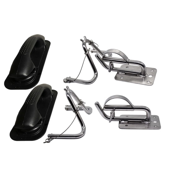 MARINE CITY Quick Release Snap Davits Set 304 Stainless Steel, 150 lb Lifting Capacity, Includes Mounting Hardware & Black Handle Pads For yachts & Boats Pack of 2