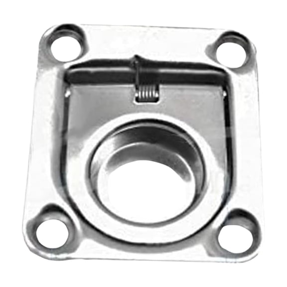 Marine City Polished Stainless Steel Rectangular Recessed Flush Lifting Ring, Spring-Loaded, 1-3/4 in x 1-1/2 in x 3/8 in, Corrosion Resistant, for Boat Hatches and Ships, Pack of 1