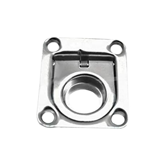 MARINE CITY Polished Stainless Steel Rectangular Recessed Spring Loaded Flush Lifting Ring, Size: 1-3/4  1-1/2  3/8 Inches, for Boats  Ships  Hatches Pack of 1
