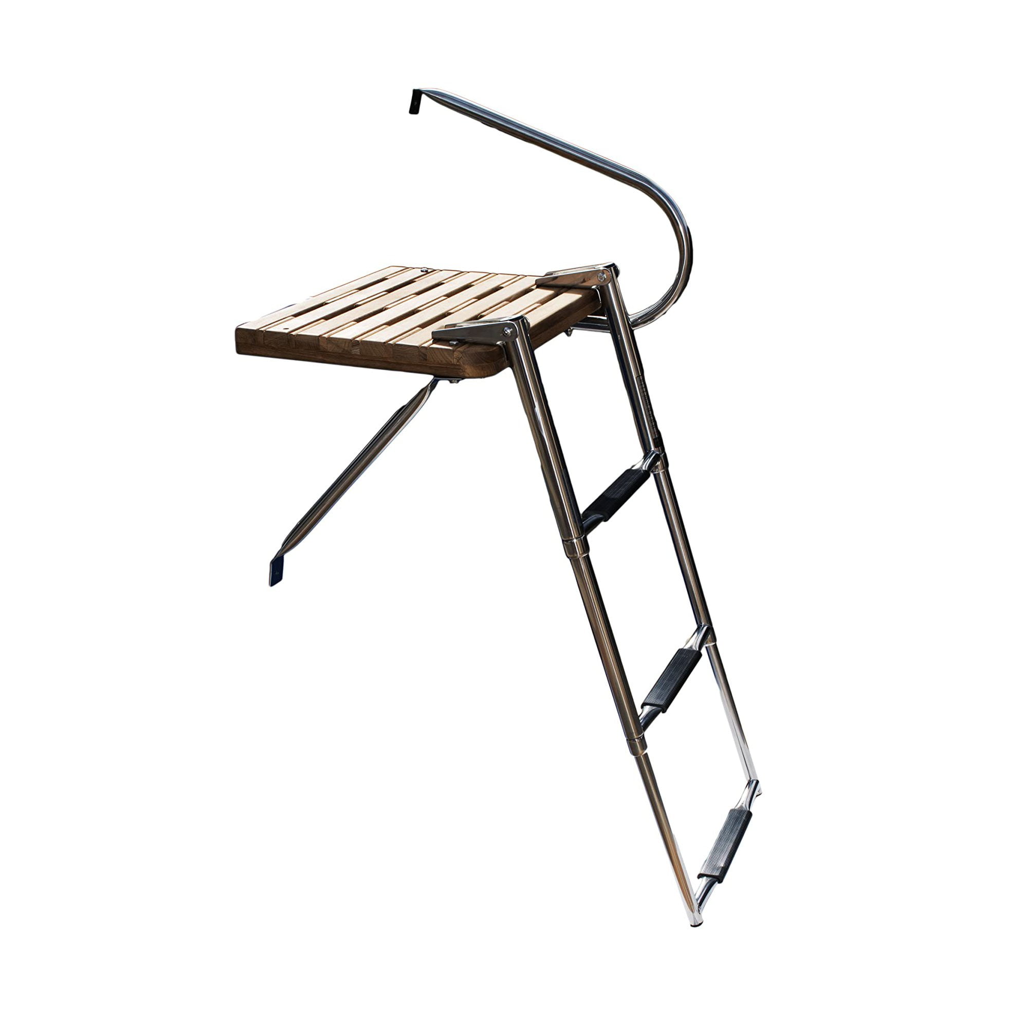 Marine City Stainless Steel 3 Step O/B Swim Teak Platform Ladder ...