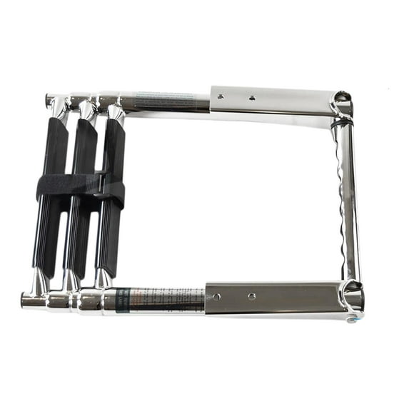 Marine City Stainless Steel 3-Step Telescopic Drop Ladder with Handle, Durable Gangplank Design, Fits Boats, Yachts, Marines Pack of 1