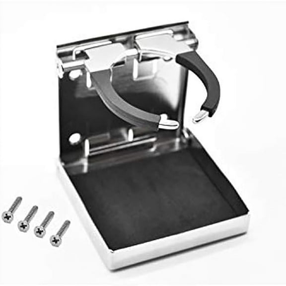 Marine City Adjustable Folding Cup Holder, 304 Stainless Steel Polished, Fits 2-1/8 to 3-3/8 Inches, for Boats Watercraft RVs, Small, 1-Pack