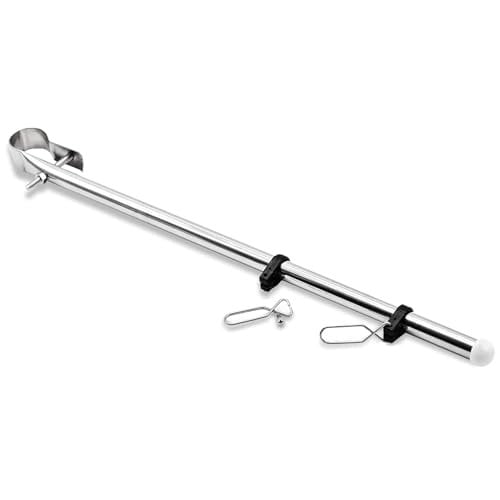 MARINE CITY Flag Staff Pole, 304 Stainless Steel, Adjustable Rail Mount with Clamps, Polished Finish, 15-3/16 Length, Perfect for Boats, Yachts, Marine, RVs