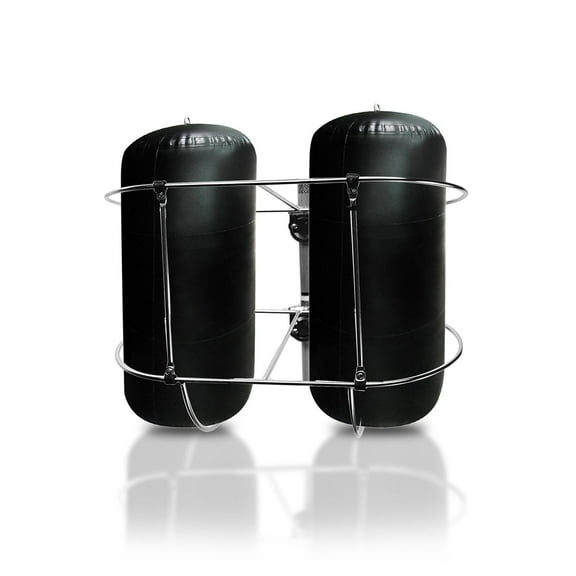 MARINE CITY Stainless-Steel Double Strong and Durable Fender Rack Gloss Finish Easy Use Holder with Stanchion Clamps 11 Inches Diameter Fender for Marines Boats Ships Kayaks Pack of 1