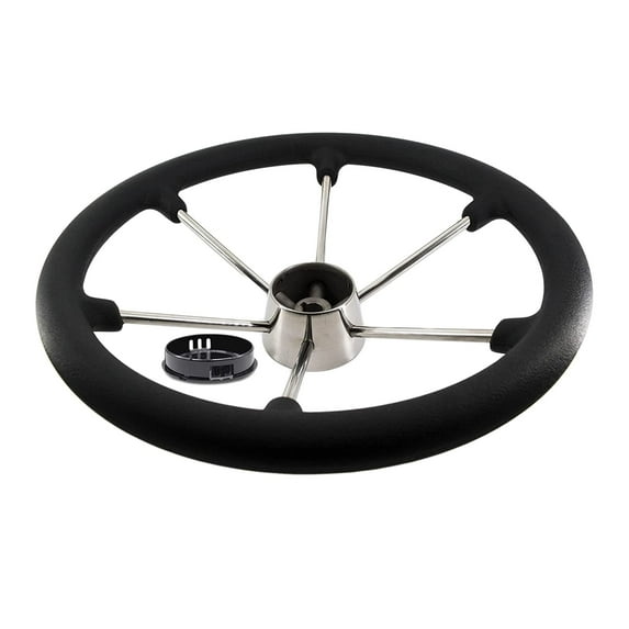 Marine City Stainless Steel Marine 16" Steering Wheel with PU Foam and Black PC Cap