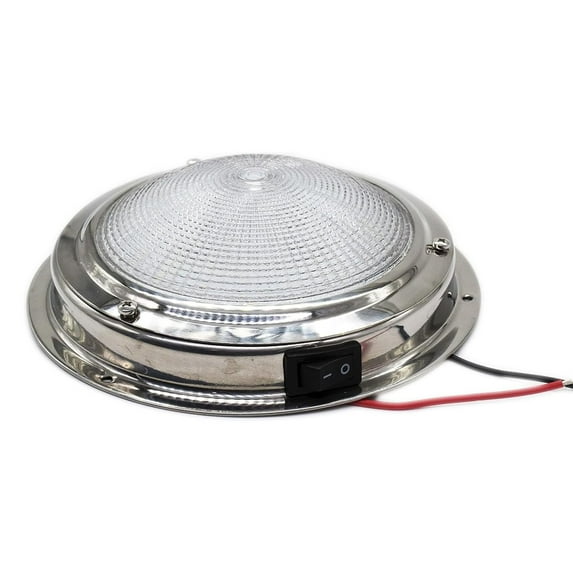 MARINE CITY 304 Stainless Steel LED Dome Light - Long-lasting Battery Life 4 Inches, 12V, 3W Ideal for Interior Roof/Ceiling Illumination in RVs, Boats, Yachts 1 Pcs