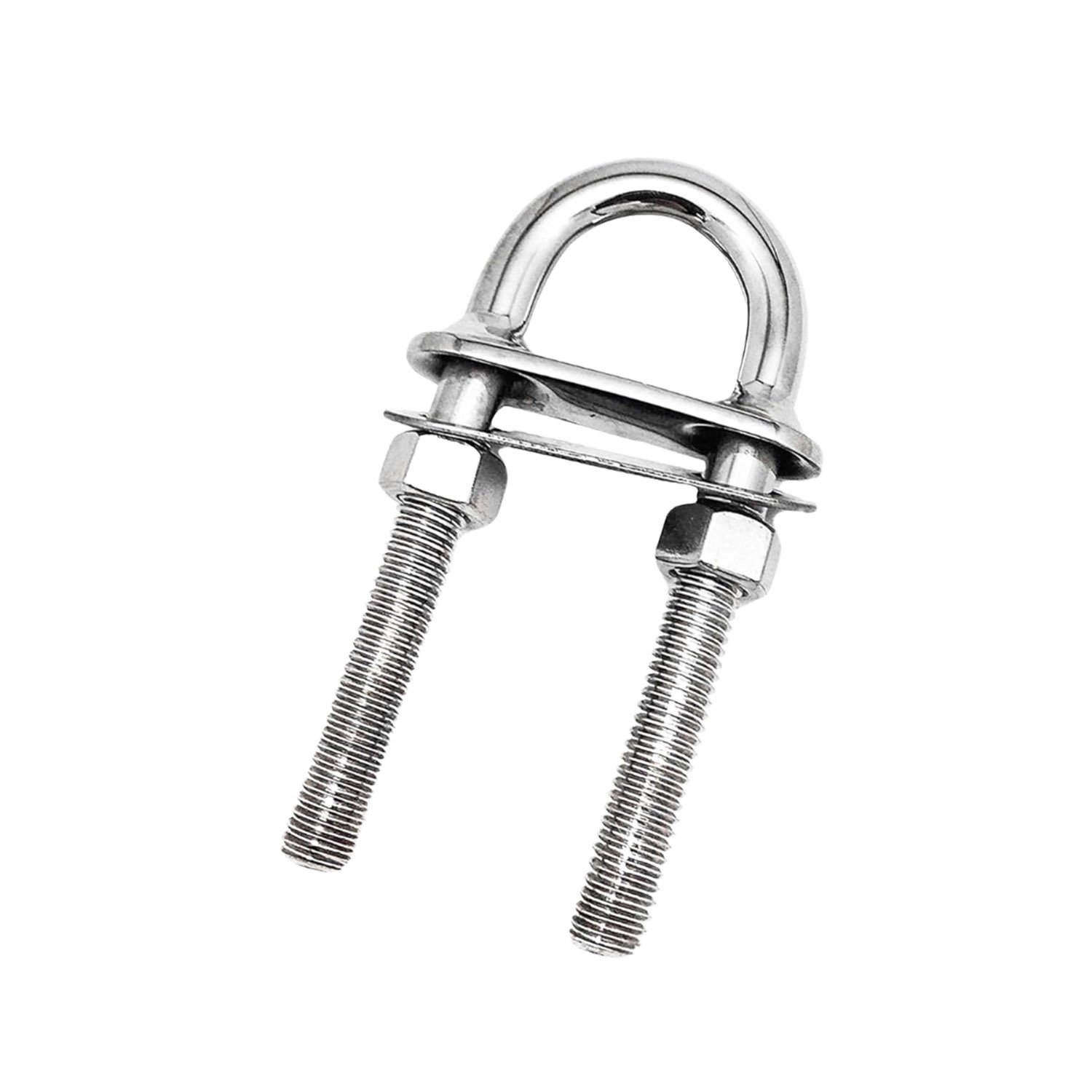 Amarine Made 2-Pack Stainless Steel Bow/Stern Eye Tie Down U-Bolts – 3/8" Dia X 3-1/2" Length