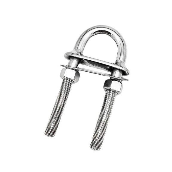 MARINE CITY 304 Grade Stainless Steel Mirror Polished Fine Finish Marine 3/8 Inches Welding Plate Bow Eye U-Bolt 4 Inches Length for Marines Boats Yachts Accessory Hardware Pack of 1