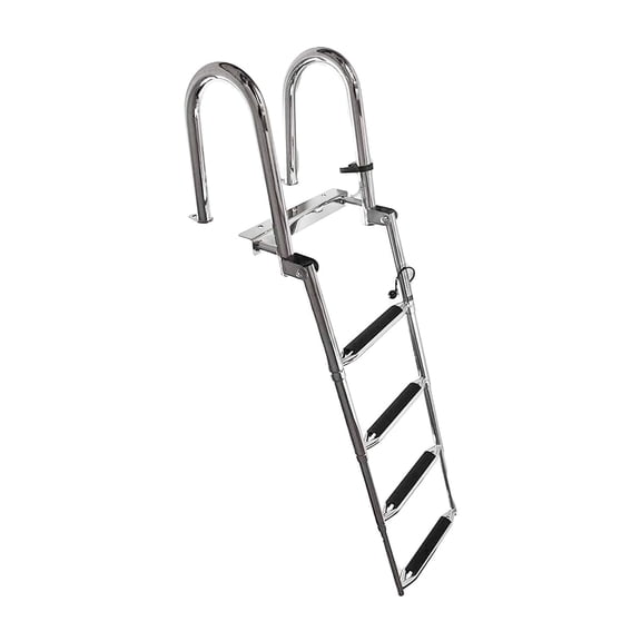 Marine City 4-Step Telescoping Boat Ladder, 304 Stainless Steel, Heavy-Duty, Extra-Wide Steps, Corrosion Resistant, for Transom Swim Decks, Boats and Yachts, Pack of 1