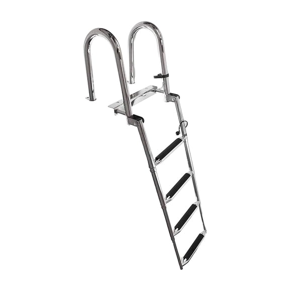 Marine City 4-Step Telescoping Boat Ladder, 304 Grade Stainless Steel, Extra-Wide Steps, Corrosion-Resistant Swim Ladder for Transom Swim Decks, Boats and Yachts, pack of 1