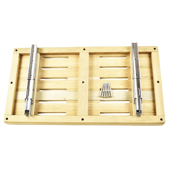 Marine City Teak Wall Mount Fold-Down Bench with Slots and Stainless Steel Brackets, 24 in x 13 in, for Boats, Showers, Steam Rooms and Saunas, Pack of 1