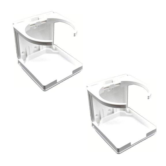 MARINE CITY Adjustable Arms Folding Cup Drink Holder - White ABS Plastic, Fits 2-5/8 to 3-1/2 Inches - Perfect for Ships, Marines, Watercrafts, and RVs - Pack of 2