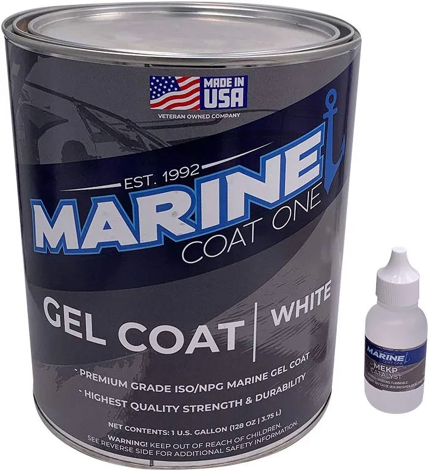 Marine Coat One, Black Gelcoat Repair Kit for Boat, Fiberglass Gel Coat Restoration (Black with Wax, quart)