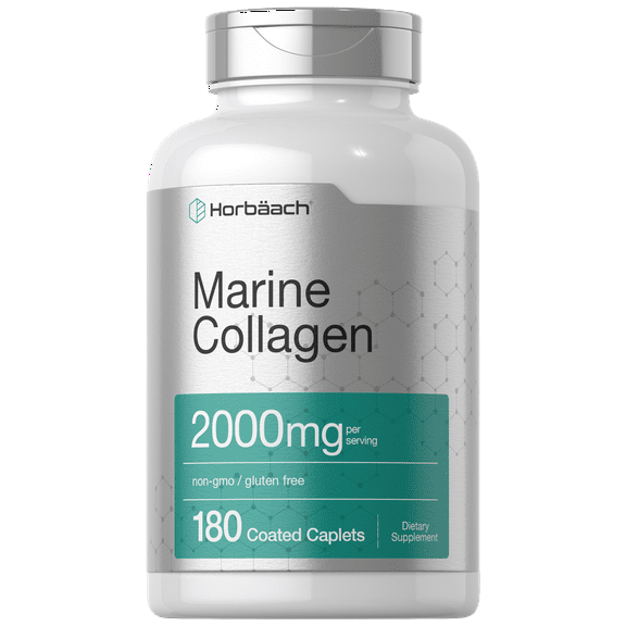 Marine Collagen Peptides 2000mg | 180 Caplets | Non-GMO, Gluten Free Supplement | by Horbaach