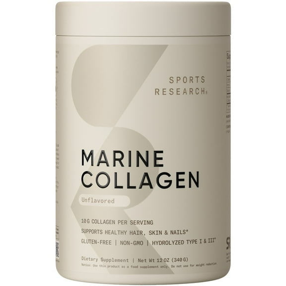 Sports Research® Marine Collagen Peptides Powder - Sourced from Wild-Caught Fish Keto Certified (34 Servings)