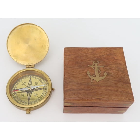 Marine Compass Antique Vintage Brass Pocket Compass Brass Nautical Compass