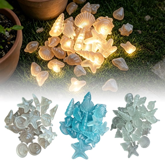 Marine Conch Luminous Pebble Glowing Stones, Living Room Bedroom Bathroom Universal Decor, 10PCS, 2.3 cm
