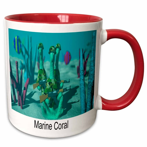 Marine Coral Fighing 4 Our Healthy Calcium 11oz Two-Tone Red Mug mug-2424-5