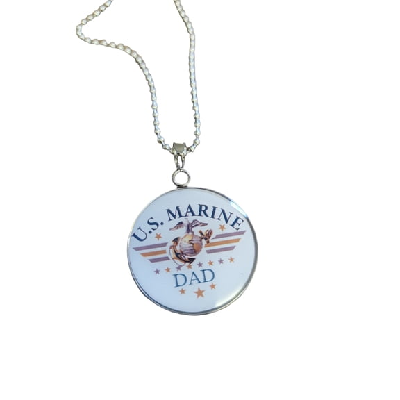 Marine Corp Dad Eagle Globe Anchor Pendant Necklace