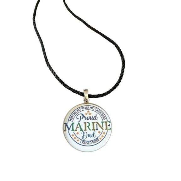 Marine Corp Proud Dad Pendant Necklace
