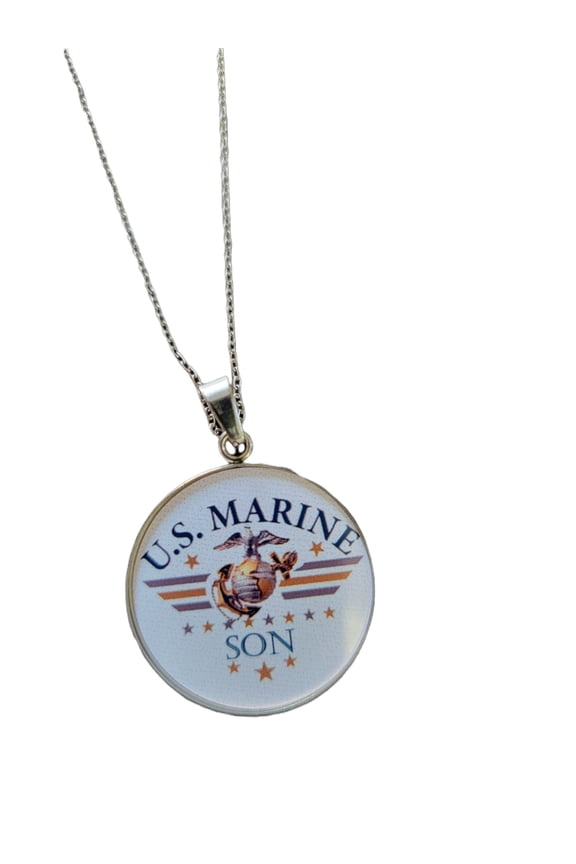 Marine Corp Son Eagle Globe Anchor Pendant Necklace
