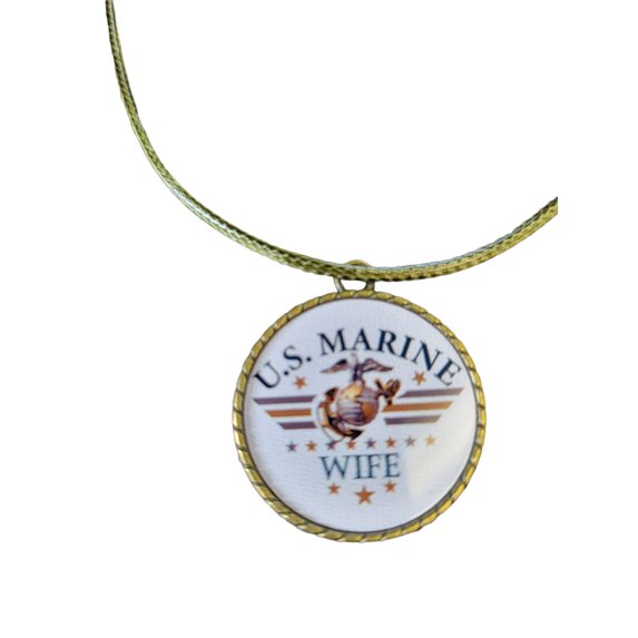 Marine Corp Wife Eagle Globe Anchor Pendant Necklace