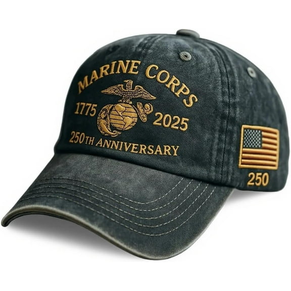 Marine Corps 250th Anniversary Baseball Cap for Men,250th Anniversary Tribute Washed Cap Retro Marine Veteran Hat