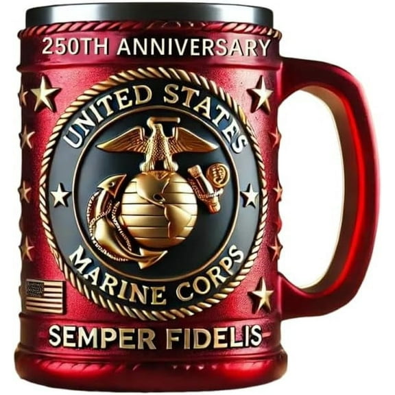 Marine Corps 250th Anniversary Coffee Mug Military Commemorative 3D Mug Gifts, Exquisite Military Theme Creative Mug, Symbol of Courage and Commitment