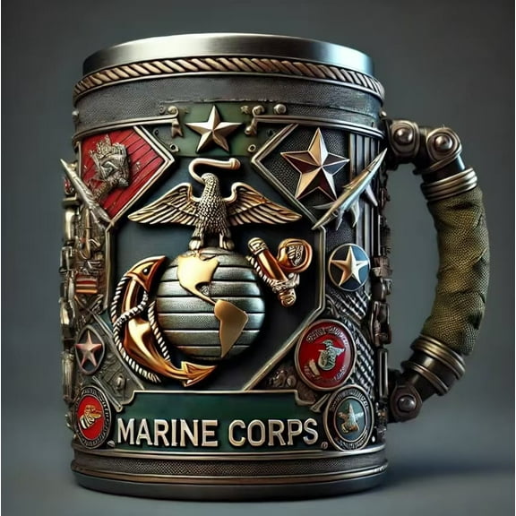 Marine Corps 250th Anniversary Coffee Mug Military Commemorative 3D Mug Gifts, Exquisite Military Theme Creative Mug, Symbol of Courage and Commitment
