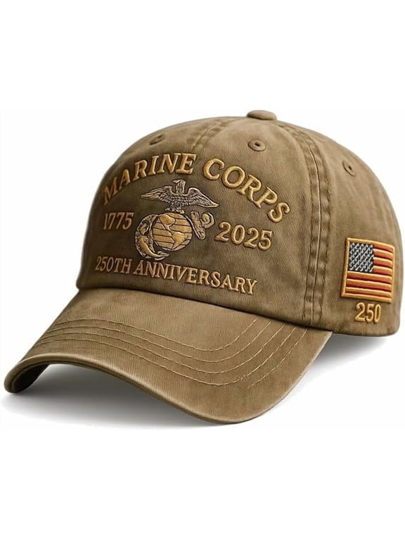 Marine Corps 250th Anniversary Hats Baseball Cap Embroidered Hats, USA Patriotic Caps for Veteran Christmas Gifts