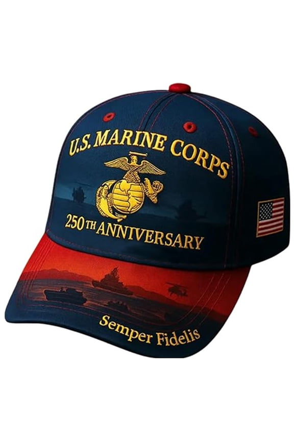 Marine Corps Hat 250 Anniversary USA Hats Embroidered Vintage Baseball Cap Embroidery Hats, USA Patriotic Caps for Gifts
