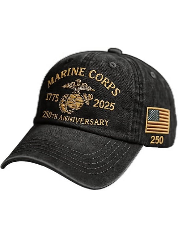 Marine Corps Hat 250 Anniversary USA Hats Embroidered Vintage Baseball Cap Embroidery Hats, USA Patriotic Caps for Gifts