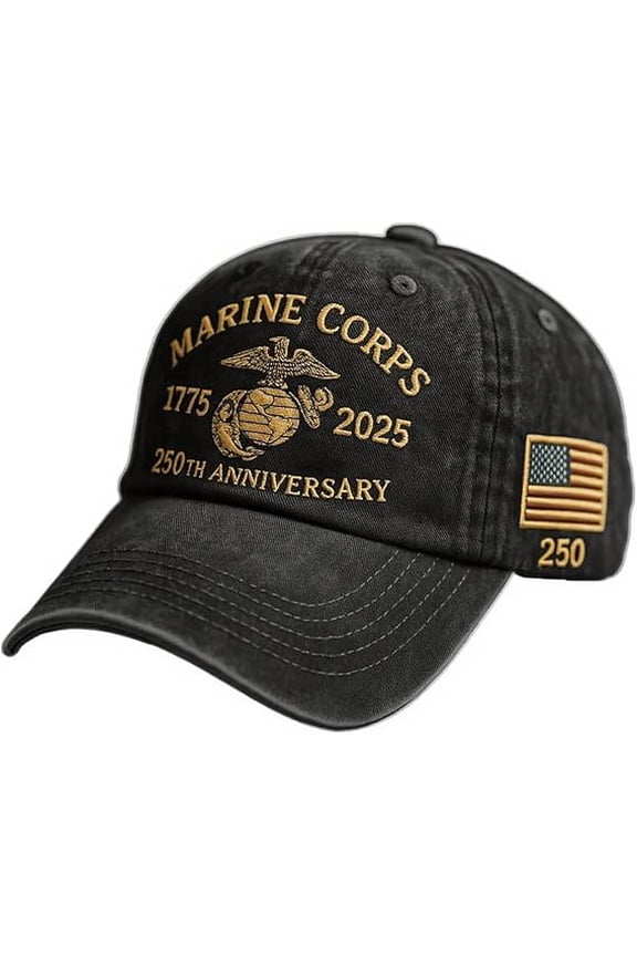 Marine Corps Hat 250 Anniversary USA Hats Embroidered Vintage Baseball Cap Embroidery Hats, USA Patriotic Caps for Gifts