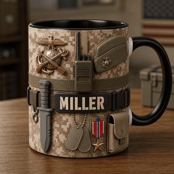 Marine Corps Mug Personalized Accent Mug, Custom Father’s Day Gift for Dad or Daddy